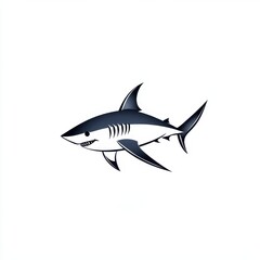 Naklejka premium A stylized image of a shark, featuring a streamlined body and prominent fins, representing power and agility in marine life.