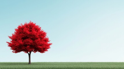 Red Tree in Nature Landscape 
