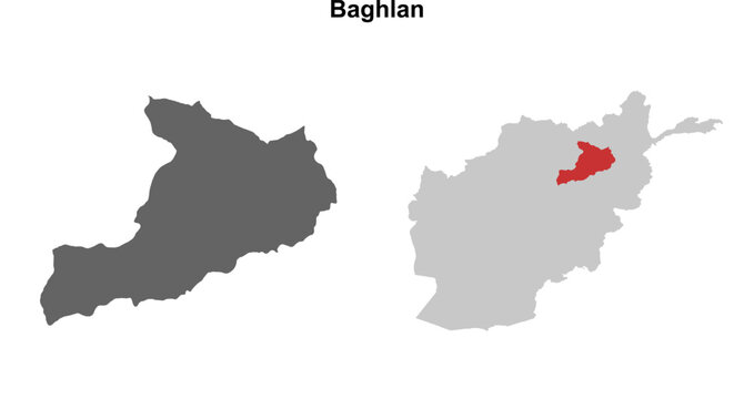 Baghlan province blank outline map set