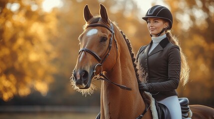 Obraz premium Horse riding activity. Detailed horse care and training. Showcasing equestrian skills and bonding. Ideal for equestrian sports promotions.