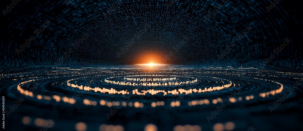 Fototapete digital information tunnel utilizing quantum computing.
