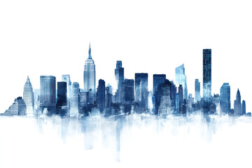 Fototapeta premium Urban cityscape panorama showcasing the Midtown Manhattan skyline with modern skyscrapers under a blue sky