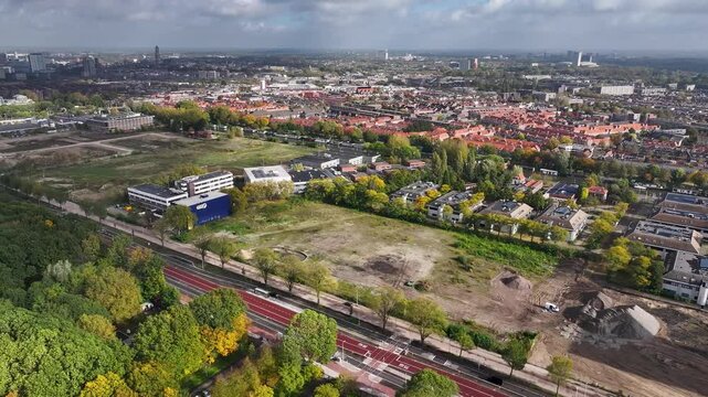 Aerial photo of New-build district Merwede Utrecht The Netherlands in development