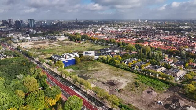 Aerial photo of New-build district Merwede Utrecht The Netherlands in development