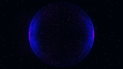 Sphere hologram on blue grey background.Abstract particles background with sphere shapes.