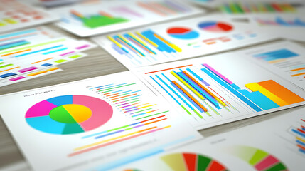 Strategic planning session with colorful charts and graphs showcasing data analysis and insights. vibrant visuals enhance understanding and engagement in decision making processes