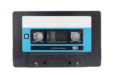 Obraz premium Old vintage audio cassette close up isolated on white background