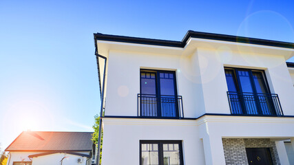 Luxury real estate single family house with modern facade.