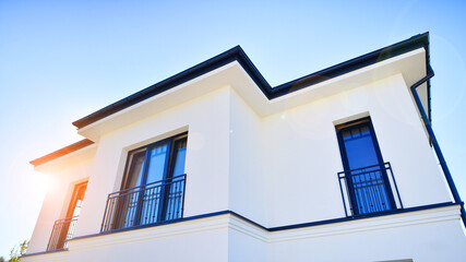 Luxury real estate single family house with modern facade.