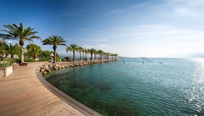 Obraz premium Waterfront promenade with river view