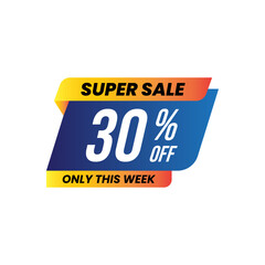 Colorful Super Sale Tags With Percentage Discounts