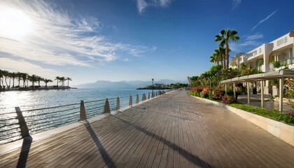 Obraz premium Waterfront promenade with river view