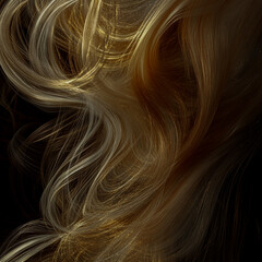 Naklejka premium Flowing strand of hair generated with AI technology, showcasing a wavy texture and dynamic movement.