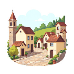 Naklejka premium 小さなヨーロッパの村の風景