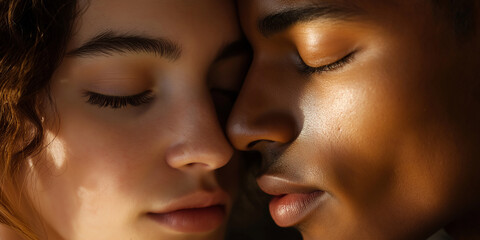 Fototapeta premium Young couple relaxing enjoying intimacy together