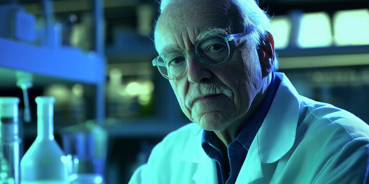 Senior scientist posing in working laboratory environment