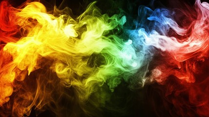 Fototapeta premium Abstract Colorful Smoke Background with Red Yellow Green Blue and Black Colors