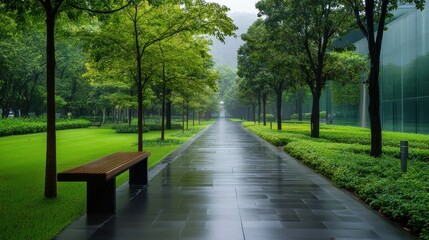 Obraz premium Green steel infrastructure blending seamlessly with nature, trees surrounding