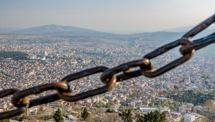 Naklejka premium Great chains holding back a great city