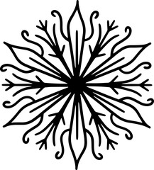 Abstract snow flake, line art pattern flake Christmas decorative design element.	