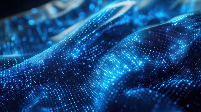 Futuristic smart fabric being woven, glowing threads and dynamic patterns, high-tech materials and innovative design
