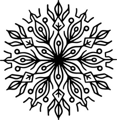 Abstract snow flake, line art pattern flake Christmas decorative design element.	