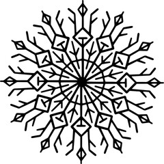 Abstract snow flake, line art pattern flake Christmas decorative design element.	