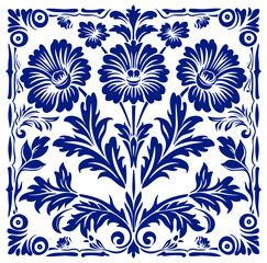 Tile with vector floral motif