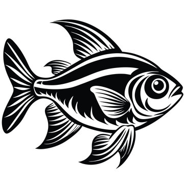 recommend clip art: Neon Tetra fish vector silhouette illustration Isolated white background.