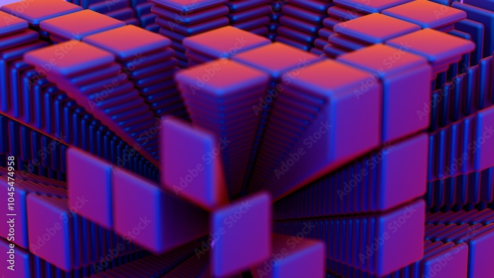 Poster Abstract 3D Geometric Structure of Stacked Squares in Vibrant Colors