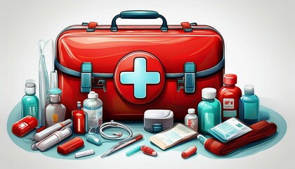 first aid kit isolated on white