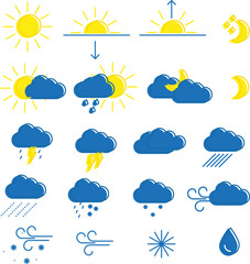 Collection of colored weather icons with outline. Set of vector icons