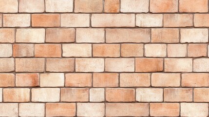 Fototapeta premium A detailed texture of a brick wall showcasing varying shades of orange and cream, highlighting a rustic and classic design.