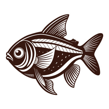 recommend clip art: Neon Tetra fish vector silhouette illustration Isolated white background.