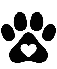 Dog paw print clip art design on plain white transparent isolated background for card, shirt, hoodie, sweatshirt, apparel, card, tag, mug, icon, poster or badge