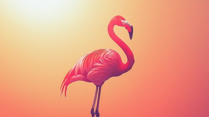 Fototapeta premium Stunning Flamingo Silhouette in Pink Gradient - Perfect for Decor