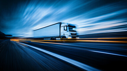 Truck on highway motion blur speed logistics