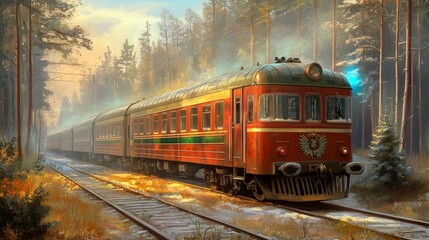 Naklejka premium train on the railway,generated ai