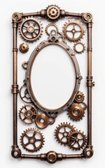 Brass Steampunk Gear Frame with Ornate Detail