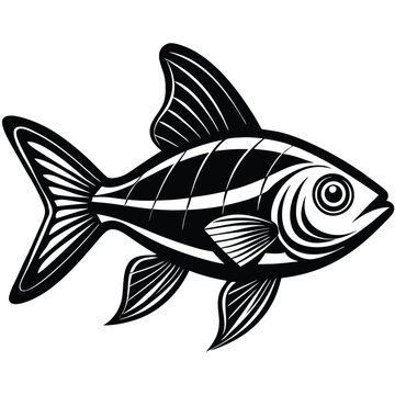recommend clip art: Neon Tetra fish vector silhouette illustration Isolated white background.