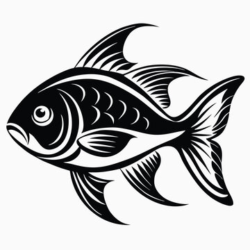 recommend clip art: Neon Tetra fish vector silhouette illustration Isolated white background.