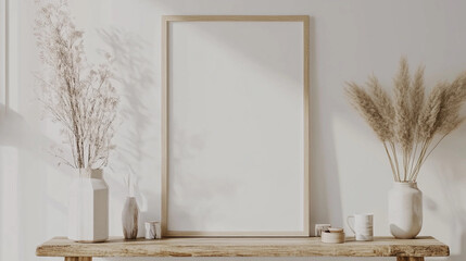 elegant minimalist wooden frame mockup for modern bohemian decor inspiration