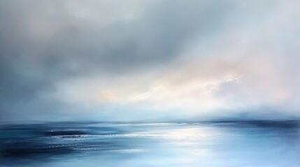 Obraz premium Serene Blue Ocean with Soft Cloudy Skies