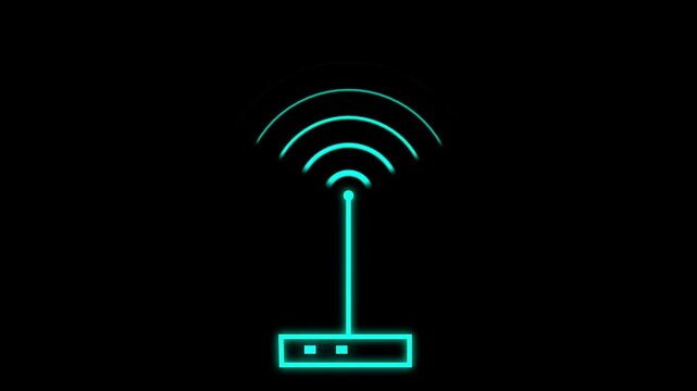 Abstract radio wave signal animation on a black background. network tower produced radio wave concept.