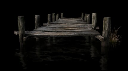 Fototapeta premium Isolated Wooden Bridge on Black Background