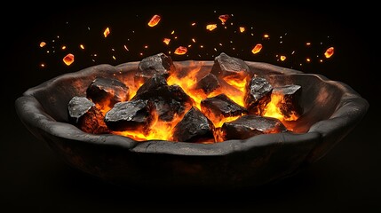 Crackling Campfire with Flying Embers and Isolated Flames