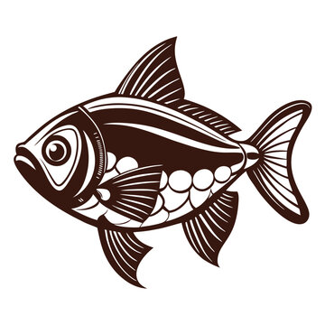 recommend clip art: Neon Tetra fish vector silhouette illustration Isolated white background.