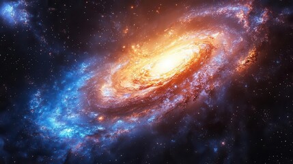 Fototapeta premium colorful spiral galaxy in a cosmic expanse vivid hues of blue and purple swirling together capturing the aweinspiring beauty of the universe and its infinite possibilities