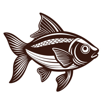 recommend clip art: Neon Tetra fish vector silhouette illustration Isolated white background.