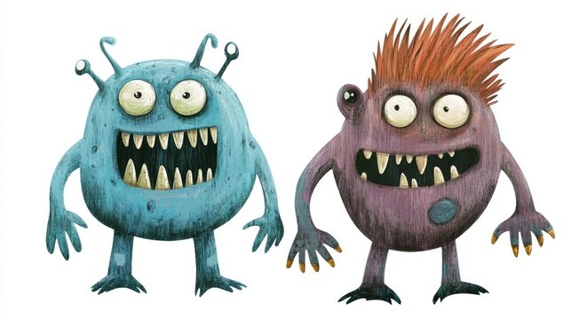 Wacky Monsters in Goofy Poses Showing Off